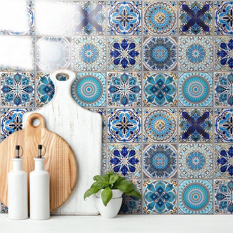 DICOFUN 32 Moroccan Tile Peel and Stick Backsplash, 6" x 6" Waterproof Mandala Stick on Wall Tiles (Style 3) - Image 5